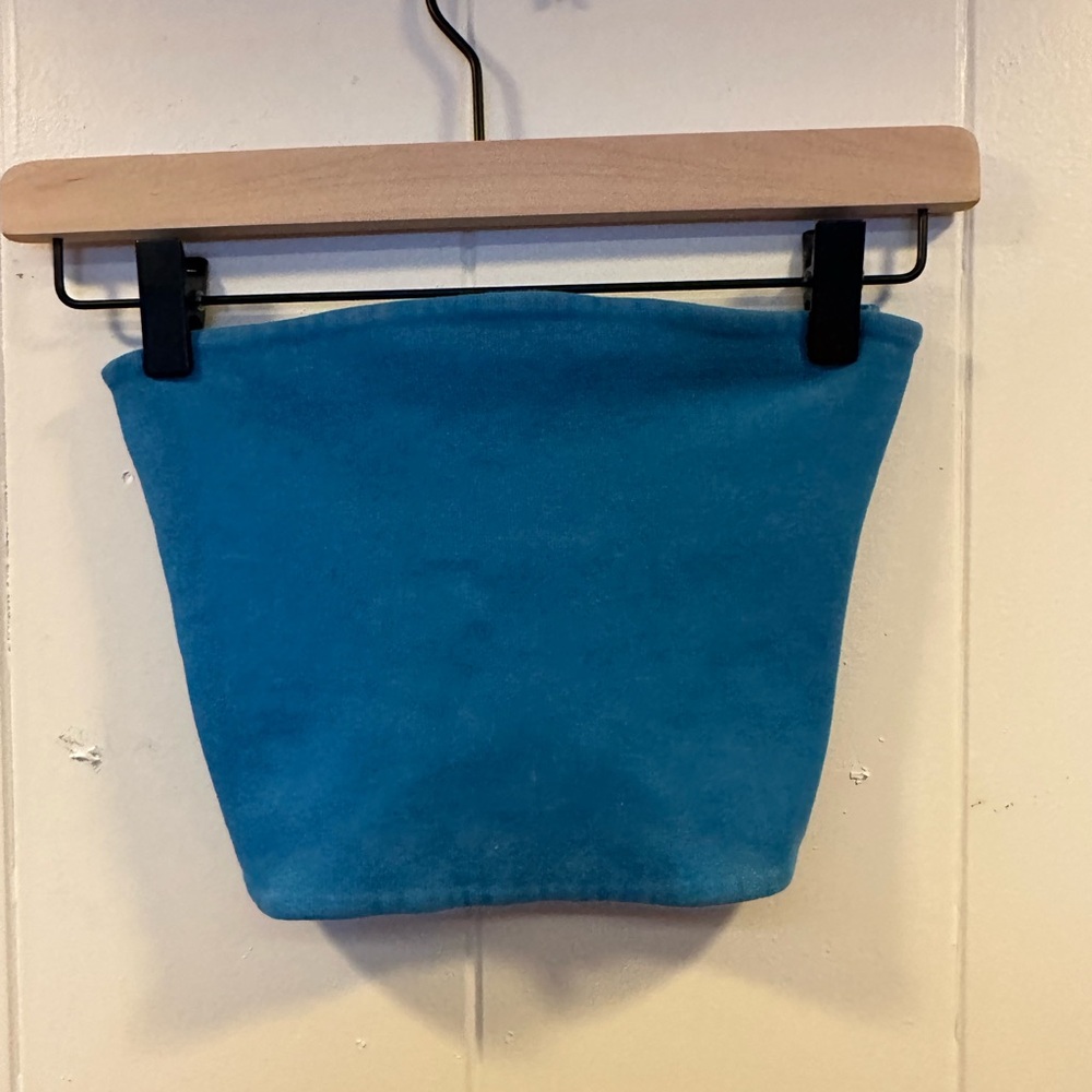 Zara Teal Suede Strapless Tube Top